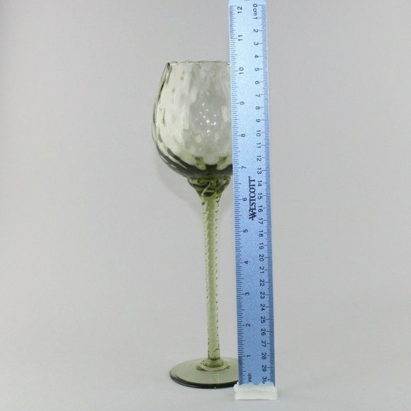 MCM Dabs Italy Light Green Blown Glass Tall Stem - Picture 12 of 12